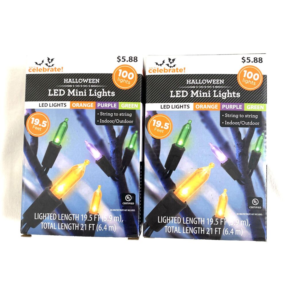 Halloween Led Mini Lights Purple Green Orange 2 Packs Home Decor Indoor Ourdoor